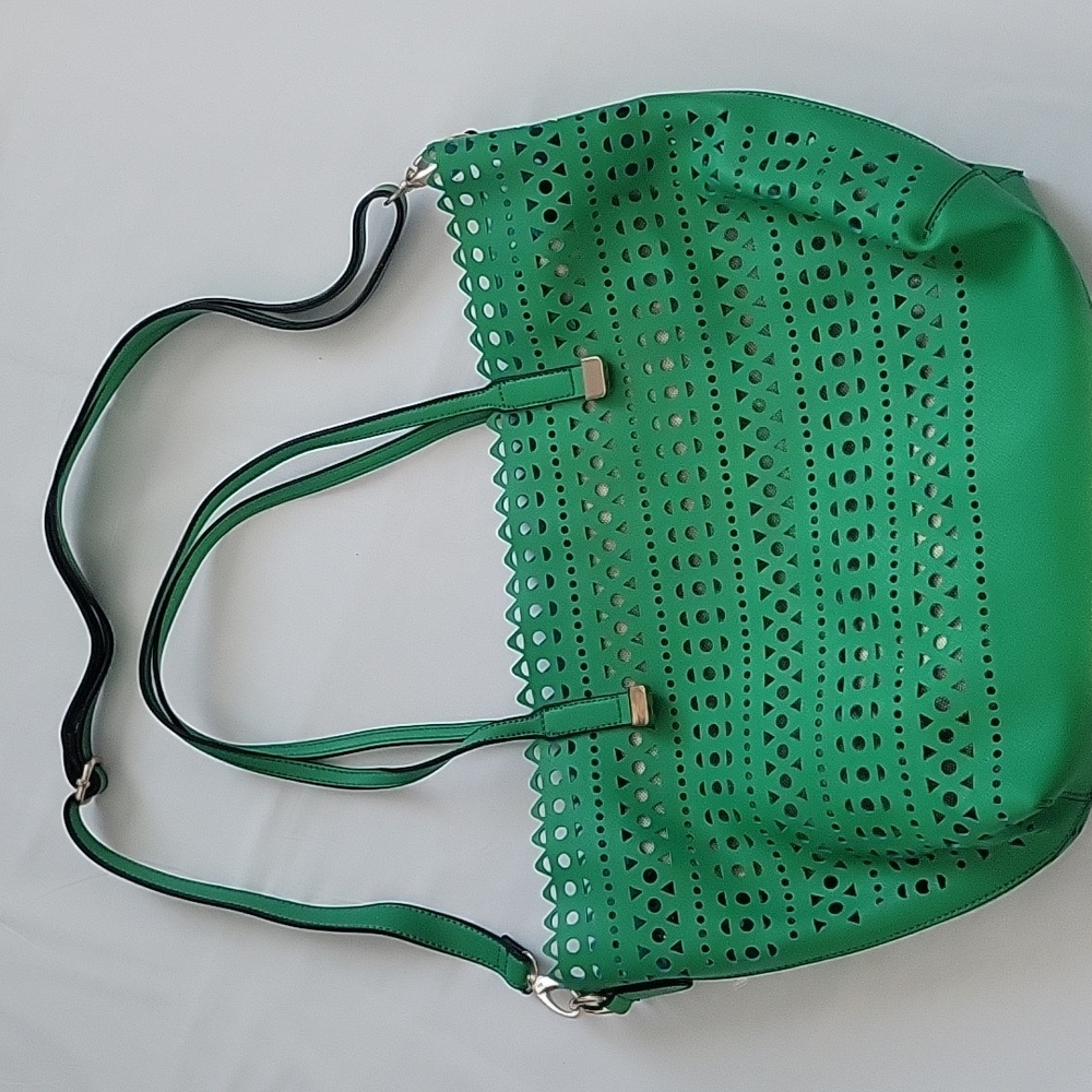 Chic Green Perforated Handbag
